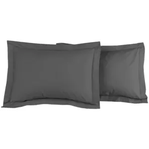 Lot de 2 taies d'oreiller en percale de coton anthracite 50x70 cm pas cher