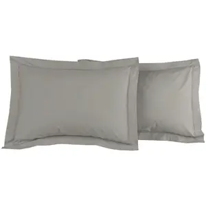 Comparateur de prix : Lot de 2 taies d'oreiller en percale de coton gris perle 50x70 cm