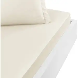 Drap housse en percale de coton Ecru 160x200 cm pas cher