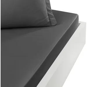 Comparateur de prix : Drap housse en percale de coton Anthracite 160x200 cm