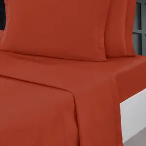 Sensei - Drap Plat Plat Percale UNI - - Terracota, Coton, 240x310