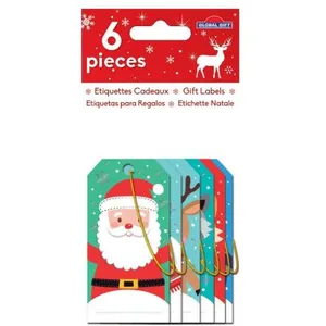 Global Gift 6 étiquettes cadeaux - Père Noël et ses amis pas cher