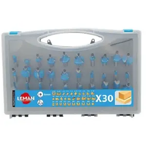 Comparateur de prix : Coffret 30 Meches de Defonceuse Carbure Assorties Queue 8 Mm - Leman
