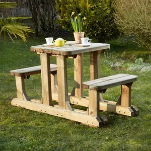 Table pique-nique en bois - CEMONJARDIN - 2 places - Robuste - Marron pas cher