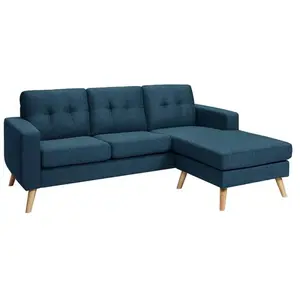 Vente-unique - Canapé d'angle réversible en tissu bleu foncé bartolome pas cher