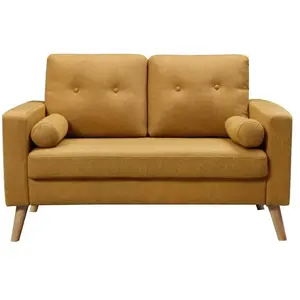 VENTE-UNIQUE Canapé 2 places en tissu effet lainage à bouclettes TATUM - Jaune pas cher