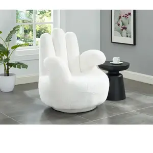 Non communiqué Fauteuil main pivotant CATCHY en fausse fourrure - Blanc pas cher