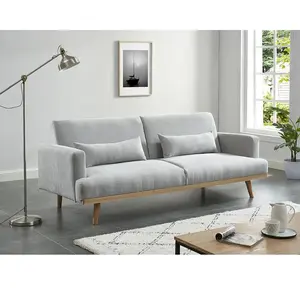 VENTE-UNIQUE Canapé 3 places convertible clic-clac en tissu ESME - Gris clair pas cher