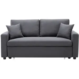 VENTE-UNIQUE Canapé 3 places convertible en tissu INIZOR - Anthracite pas cher