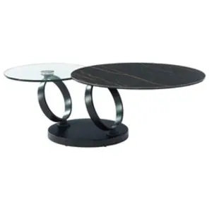 VENTE-UNIQUE Table basse avec plateaux pivotants JOLINE - Céramique ef...