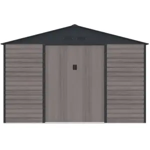VENTE-UNIQUE Abri De Jardin Métal En Acier Galvanisé Effet Bois Gris 10,98 M² Adelmo