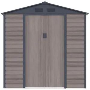 VENTE-UNIQUE Abri de jardin métal en acier galvanisé effet bois gris 4,15 m² - ADELMO pas cher