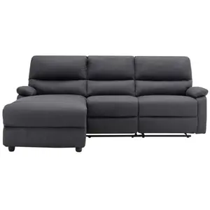VENTE-UNIQUE Canapé d'angle gauche relax électrique en tissu gris anthracite LUNANO pas cher