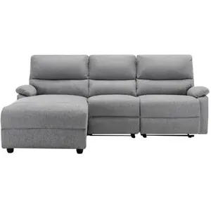 VENTE-UNIQUE Canapé d'angle relax électrique en tissu LUNANO - Gris clair - Angle gauche pas cher
