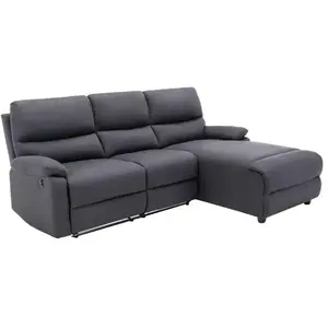 Vente-unique Canapé d'angle relax électrique en tissu LUNANO - Anthracite - Angle droit pas cher
