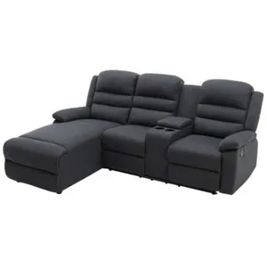 Vente-unique Canapé d'angle gauche relax en tissu anthracite MACEDONIA pas cher