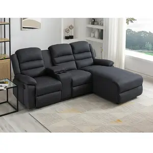 VENTE-UNIQUE Canapé d'angle droit relax en tissu anthracite MACEDONIA pas cher