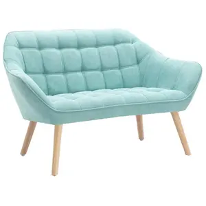 Vente-unique - Canapé 2 places en tissu vert d'eau caserta pas cher