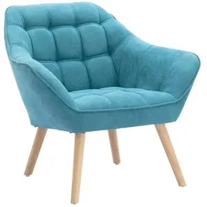 Vente-unique - Fauteuil en Tissu Bleu Caserta - Scandinave pas cher