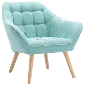 Vente-unique - Fauteuil en Tissu Vert d'eau Caserta - Scandinave pas cher