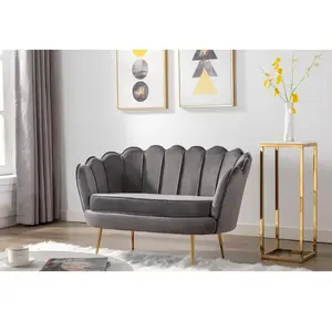 VENTE-UNIQUE Canapé 2 places coquillage en velours anthracite DANDELION pas cher