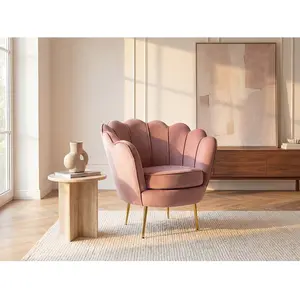 VENTE-UNIQUE Fauteuil en velours DANDELION - Rose pas cher