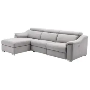 VENTE-UNIQUE Canapé d'angle relax électrique en tissu gris clair pedrera - Angle gauche pas cher