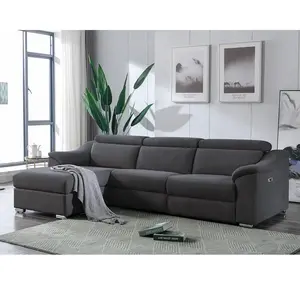 Vente-Unique Canapé d'angle relax électrique en tissu anthracite PEDRERA - Angle gauche pas cher