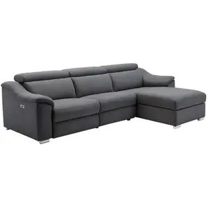 Vente-unique Canapé d'angle relax électrique en tissu anthracite PEDRERA - Angle droit pas cher