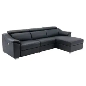 VENTE-UNIQUE Canapé d'angle relax électrique en cuir supérieur noir pedrera - Angle droit pas cher