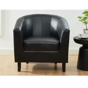 VENTE-UNIQUE Fauteuil cabriolet en simili noir CRISTOBAL II pas cher
