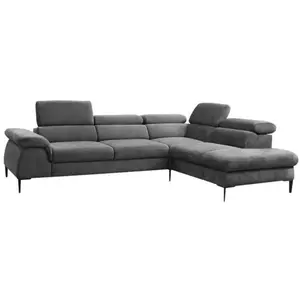 Canapé d'angle convertible en tissu anthracite SEPINA de PASCAL MORABITO - Angle droit pas cher