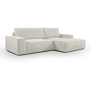 PASCAL MORABITO Canapé d'angle droit convertible en velours côtelé beige AMELIA pas cher