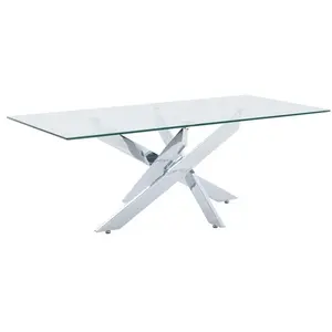 Vente-Unique Table basse en verre trempé et métal chromé - Transparent - COSIMA pas cher