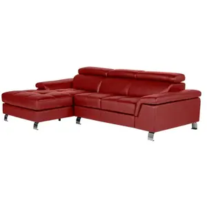 Vente-Unique Canapé d'angle cuir MISHIMA - Rouge - Angle gauche pas cher