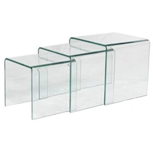 Vente-Unique Lot de 3 tables basses gigognes MINKA - Verre trempé