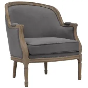 Fauteuil en lin - VENTE-UNIQUE - ALIENOR - Gris - Avec accoudoirs - Déhoussable - Intérieur pas cher
