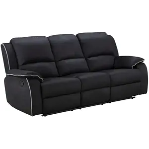 Vente-Unique Canapé 3 places relax en microfibre HERNANI - Noir - Classique - Tissu - Relaxation - Moelleux pas cher