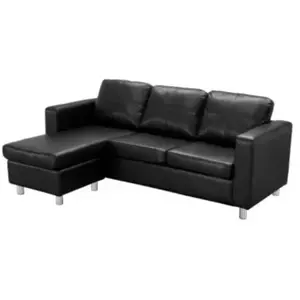 Vente-Unique Canapé d'angle réversible en simili noir ACKLEY - Angle gauche pas cher