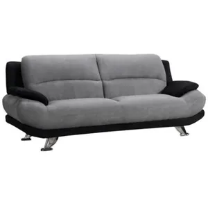 VENTE-UNIQUE Canapé 3 places en microfibre MUSKO - Bicolore gris et noir pas cher
