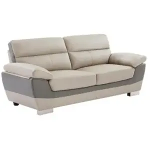VENTE-UNIQUE Canapé 3 places en cuir FRANCESCA - Bicolore anthracite et gris pas cher
