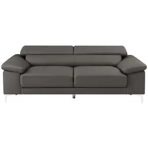 VENTE-UNIQUE Canapé 3 places en cuir SOLANGE - Anthracite pas cher