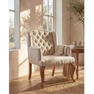 VENTE-UNIQUE Fauteuil bergère en tissu PARUNA - Beige pas cher
