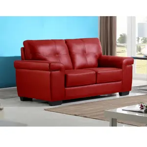 VENTE-UNIQUE Canapé 2 places en cuir HAZEL - Rouge - Marron - 93 - HAZEL pas cher