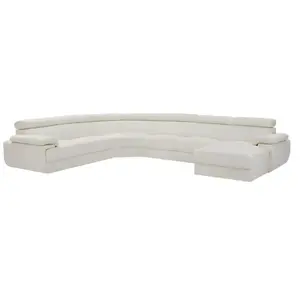 VENTE-UNIQUE Grand canapé d'angle droit panoramique en cuir blanc ELEVANTO pas cher