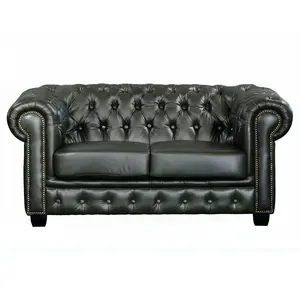 VENTE-UNIQUE Canapé chesterfield 2 places BRENTON 100% cuir de