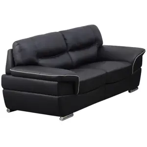 Canapé 2 places en cuir - VENTE-UNIQUE - THIBAULT - Noir - Design contemporain pas cher