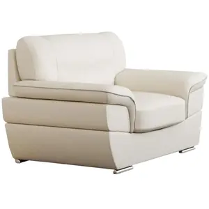 Vente-unique - Fauteuil en cuir thibault - Ivoire