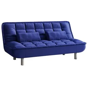 Vente-unique - Canapé convertible clic-clac mishan en tissu - Bleu