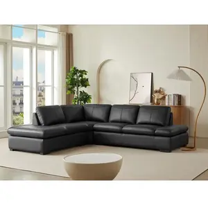 Vente-unique - Canapé d'angle en Cuir Onyx II - Noir - Angle Gauche pas cher
